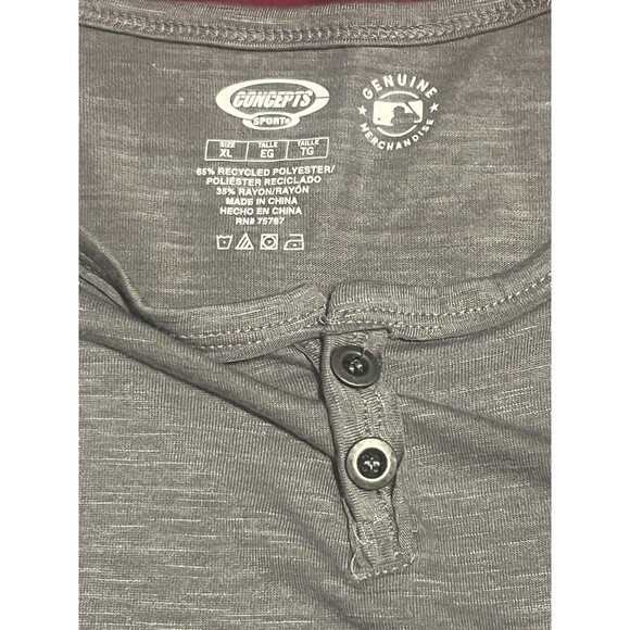 New York Yankees Men's Concepts Grey Henley Long Sleeve Tee MLB Baseball XL - Picture 6 of 6